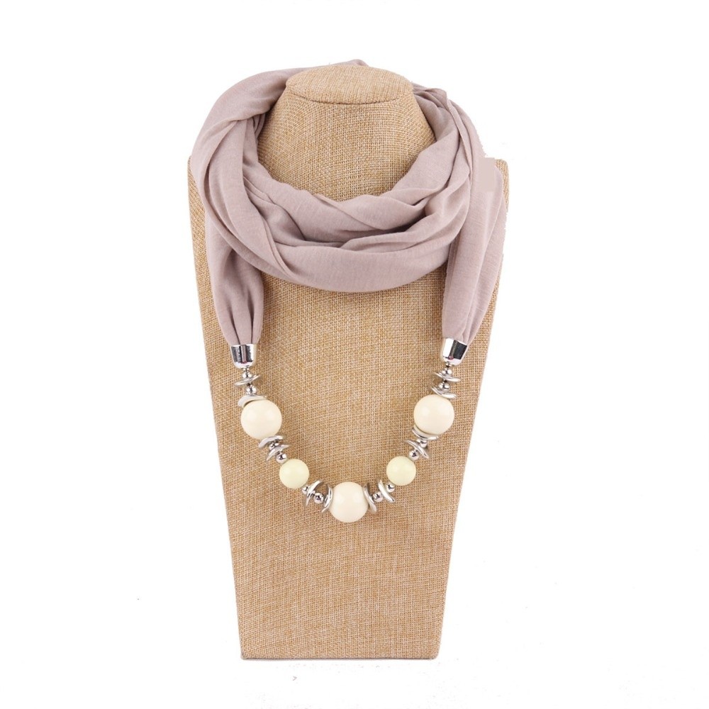 Infinity Scarf Knit - New Chiffon Scarf Necklace Beaded Solid