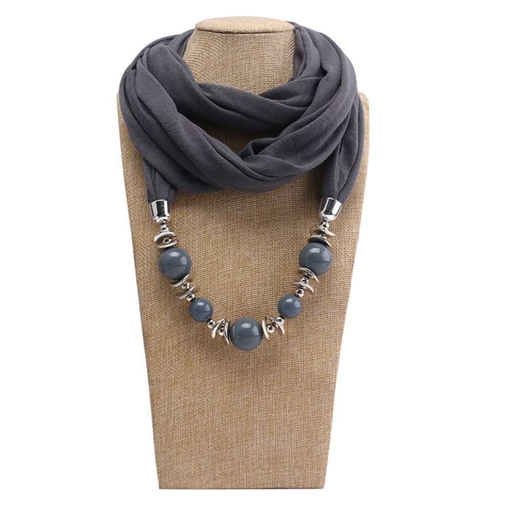 Infinity Scarf Knit - Chiffon Scarf Necklace Beaded Ethnic Style