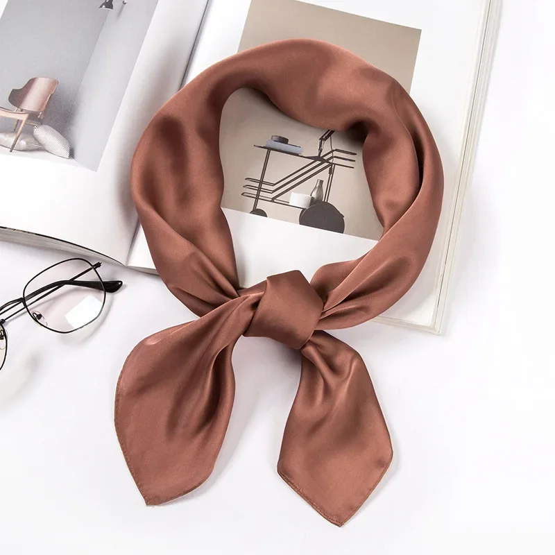 Satin Scarf Women 70cm Solid C - Ascot Neck Scarf review and price
