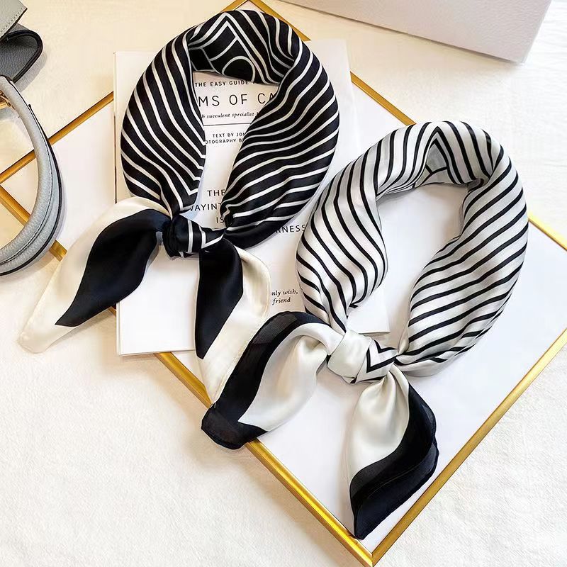 Fashion Square 70cm Black and  - Silk Tie Striped review and price