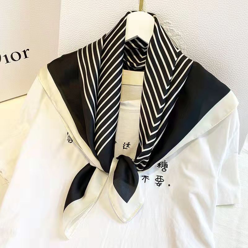 Fashion Square 70cm Black and  - Silk Tie Striped review and price