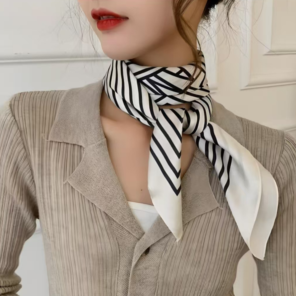 Fashion Square 70cm Black and  - Silk Tie Striped review and price