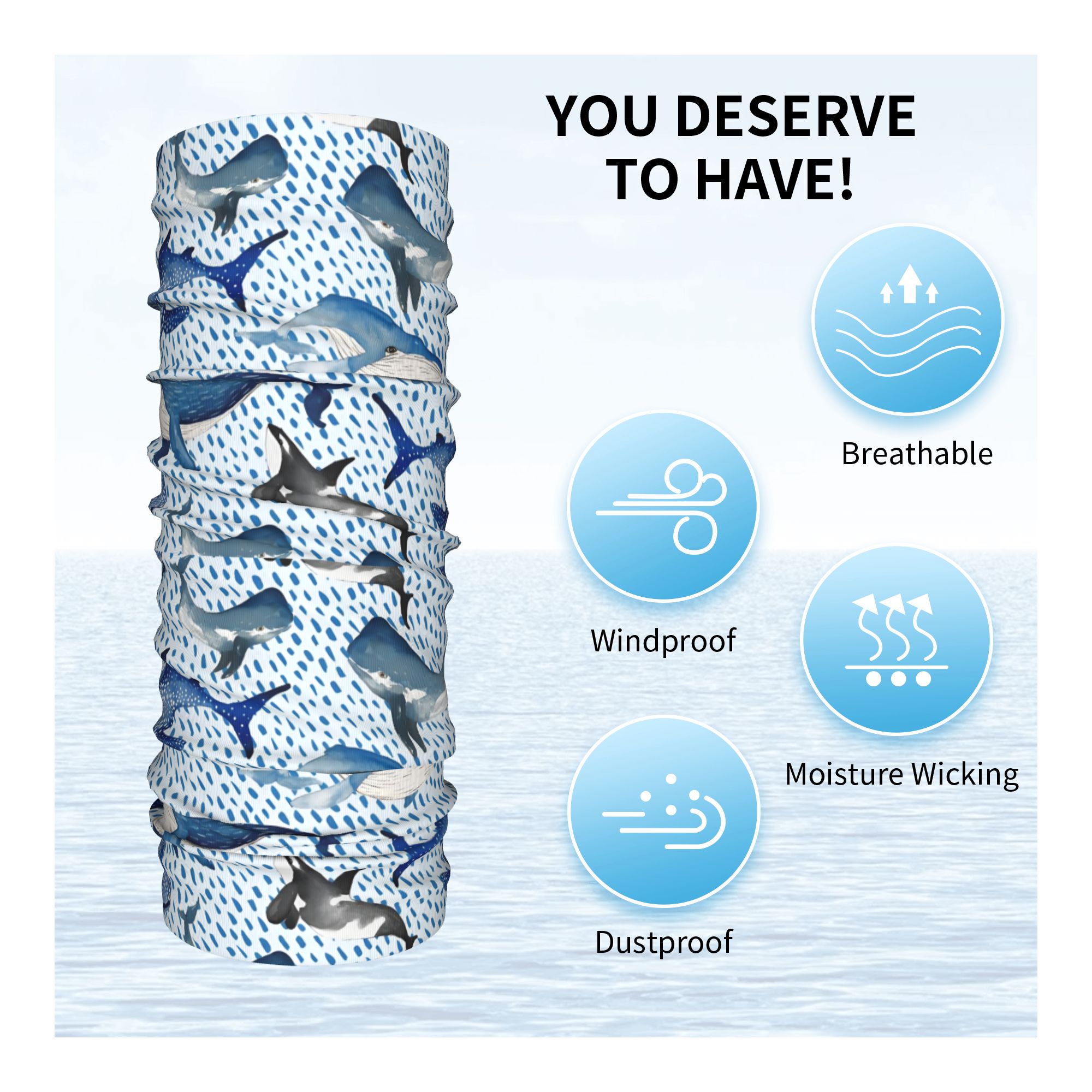 Custom Blue Watercolour Shark  - Neck Warmer Tube review and price