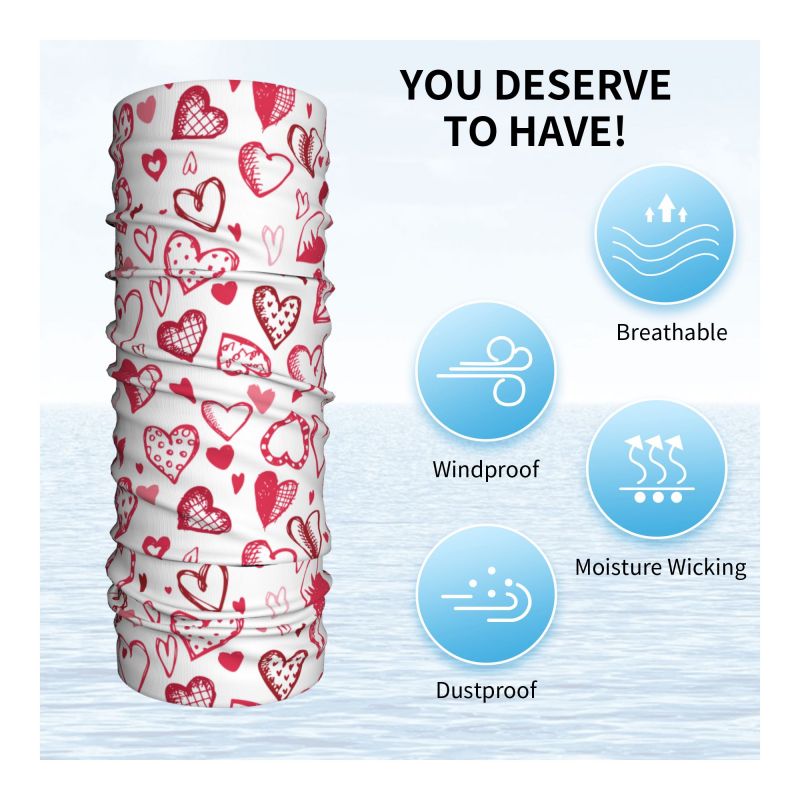 Pink Red Love Hearts Bandana N - Neck Warmer Tube review and price