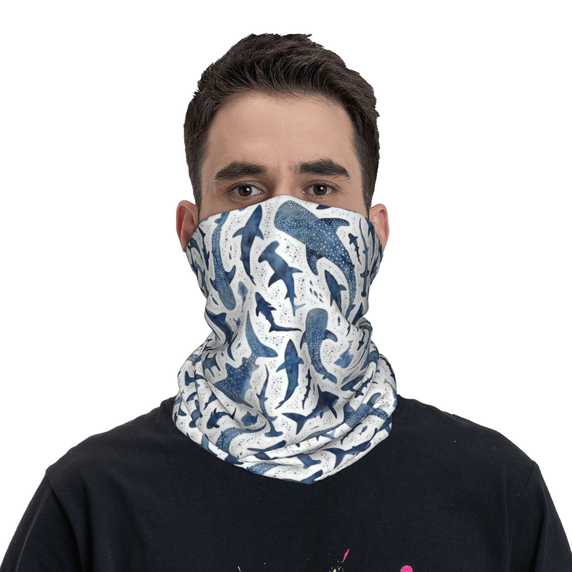 Custom Blue Watercolour Shark  - Neck Warmer Tube review and price