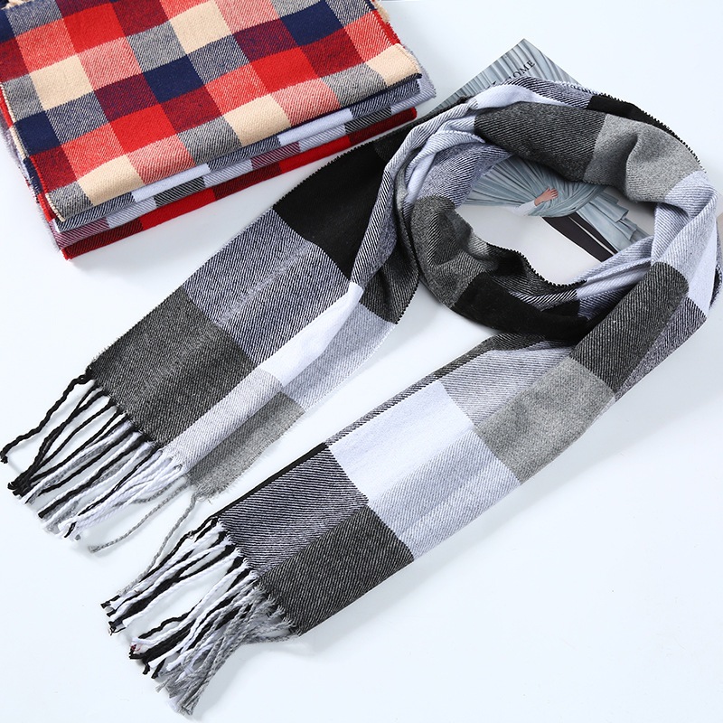 Winter Men Scarf Plaid Stripe  - Muffler Men Wool review and price