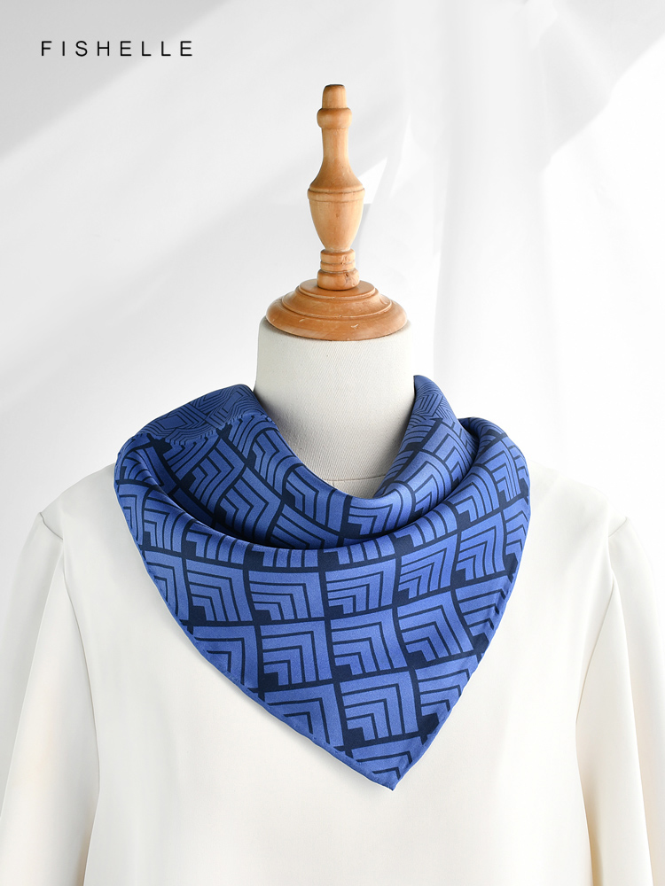 Geometric printed real silk tw - Silk Neck Scarf review and price