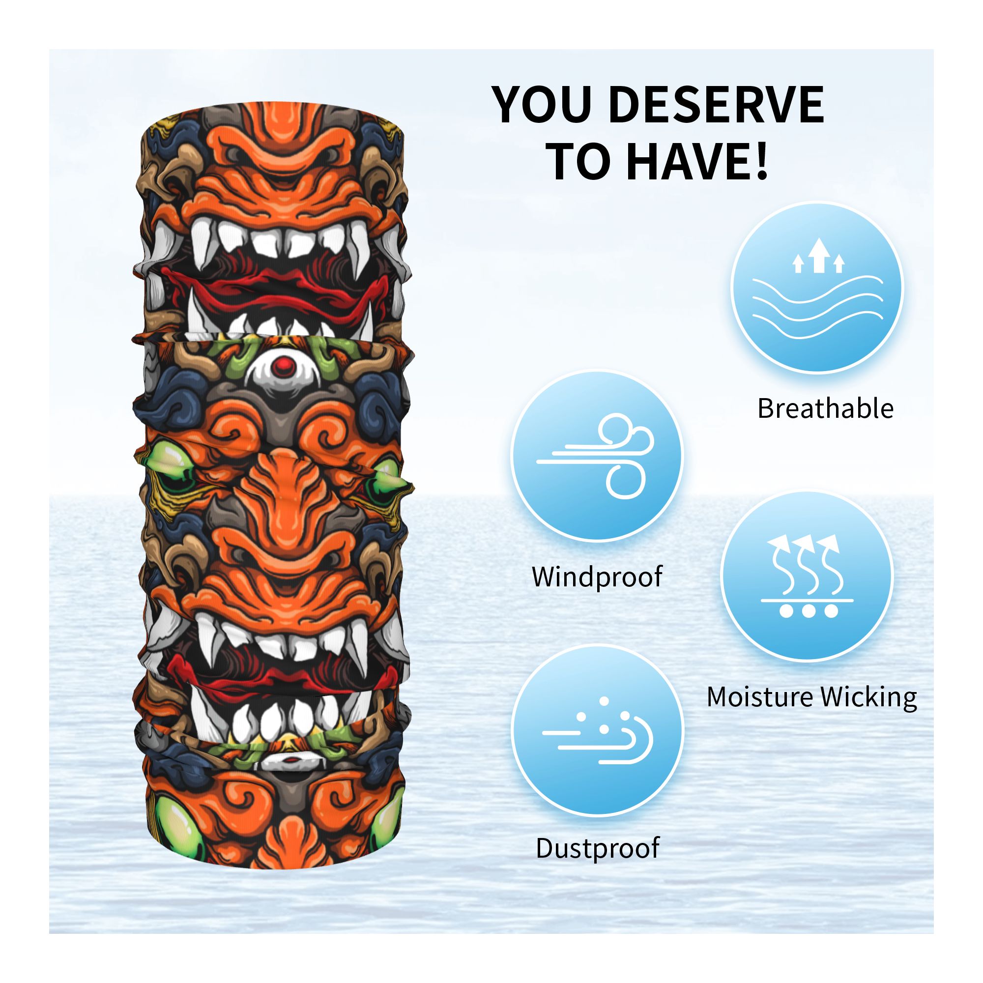 Custom Samurai Demon Oni Winte - Neck Warmer Tube review and price